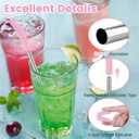 OUTXE Anti Wrinkle Straw 6 Pcs, Flat Wide Drinking Straw for Stanley Cup 40 oz 30 oz, Reusable Wrinkle Free Long Stainless Steel Metal Straw for Lip with Cleaning Brush and Carrying Bag