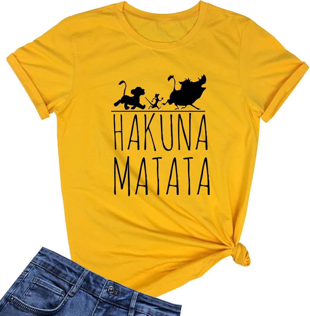 LOOKFACE Women Tees Cute Graphic Tops Yellow XX-Large (Yellow, XXL)