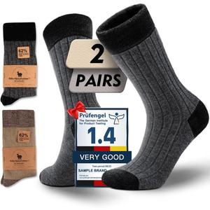 Alpaca Wool Unisex Winter Heavyweight Crew Socks Hiking Boot Warm Thick Thermal Cushioned Moisture Wicking (L)