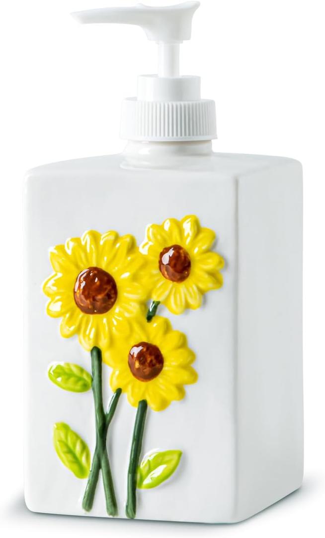 Sunflower Soap Dispenser Bathroom Ceramic Hand Soap Dispensers for Bathroom Liquid Soap Dispenser for Bathroom