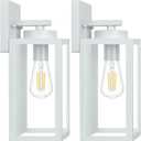 BesLowe 2-Pack Outdoor Wall Light Fixtures, Exterior Waterproof Wall Lanterns, Porch Sconces Wall Mounted Lighting with E26 Sockets & Glass Shades, Modern Wall Lamps for Front Door, Grey (Gray)