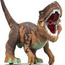Large Dinosaur Toys for Kids 3-9, Big Dinosaur Tyrannosaurus rex Figure Toy Belly Storage, Gliding Wheels, Lights Sounds & Mist Spray T-Rex That eats Toy for Boys Gift.. (Dark Blue) (Brown), Medium