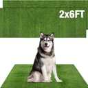 GLOBREEN Fake Grass Pee Pads for Dogs Potty Training, 2 PCS Replacement 2FT X 6FT Artificial Turf Outdoor Rugs for Pets Patio Balcony, with Drainage Hole