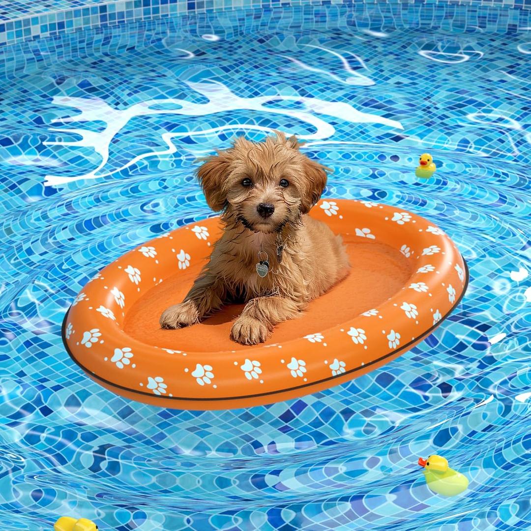 Pet Soft Dog Float Raft - Inflatable Dog Swimming Float for Summer (Small, Orange)