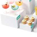 4PCS Buffet Risers, White Acrylic Food Display Boxes for Buffet Table, Party or Dessert, Cube Riser Stand for Catering, Jewelry, Collectibles, Stackable Nesting Sizes 8", 6" (Small)