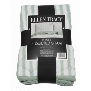 ELLEN TRACY~ set of King Quilted Pillow Shams 20 x 36" ea. striped NEW w/Tag