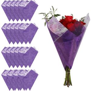 the florist Supply Fiona Prefold 20 Pack, 18 x 20 x 3 Inch In Flower Bouquet Wrapping Paper, Waterproof Floral Paper Sleeves, Gift-Ready for Wedding, Birthday, Holiday, Purple
