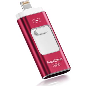 Apple MFi Certified 256GB Flash Drive for iPhone Thumb Drive Photo Stick, USB Memory Stick iPhone Flash Drive for Photos Videos, High Speed Jump Drive Compatible for iPhone/iPad/Android/PC (Red)