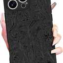 2 x Toycamp for iPhone 16 Pro Case 6.3 Inch - Women Girls Flower Floral Cute Black Frosted Slim Fit Design Soft TPU Shockproof Protective Girly Pretty Fashion Phone Cover for Apple for iPhone 16 Pro Case