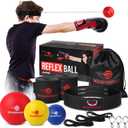 Boxing Reflex Ball for Adults and Kids - React Reflex Balls on String with Headband, Carry Bag and Hand Wraps - Improve Hand Eye Coordination, Punching Speed, Fight Reaction