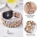 VISOOM Beaded Boho Bracelet Compatible for Apple Watch Band 42mm/44mm/45mm Series 9 8 7 SE Series 6/5/4 Women Fashion Cute Handmade Crystal Beads Stretchy Watch Strap for iWatch Bands Series 3/2/1