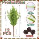 12 Pcs Christmas Norfolk Pine Stems with Pine Cones,18" Norfolk Pine Artificial Branches Greenery Christmas Stems Picks DIY Crafts Faux Xmas Branches for Garland Home Decoration Indoor Outdoor Decor