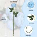 15 PCS Blue Roses Artificial Flowers, 18.9" Realistic Baby Blue Flowers Fake Roses Long Stem Silk Flowers Bulk for DIY Wedding Bouquet Valentine's Day Party Home Decor