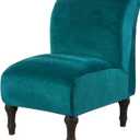 JIAN YA NA Armless Accent Chair Cover, Stretch Armless Chair Slipcover Velvet Armless Chair Covers Slipper Chair Slipcover Furniture Protector Covers for Living Room Bedroom(Velvet, Teal) (Bc1 Velvet, Dark Green)