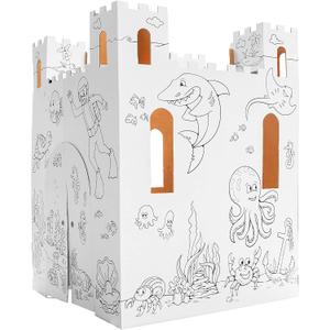 Easy Playhouse Sand Castle - Kids Art & Craft for Indoor & Outdoor Fun, Color, Draw, Doodle Decorate & Personalize a Cardboard Fort, 32 by 32 by 43. 5 inches Age 3and up