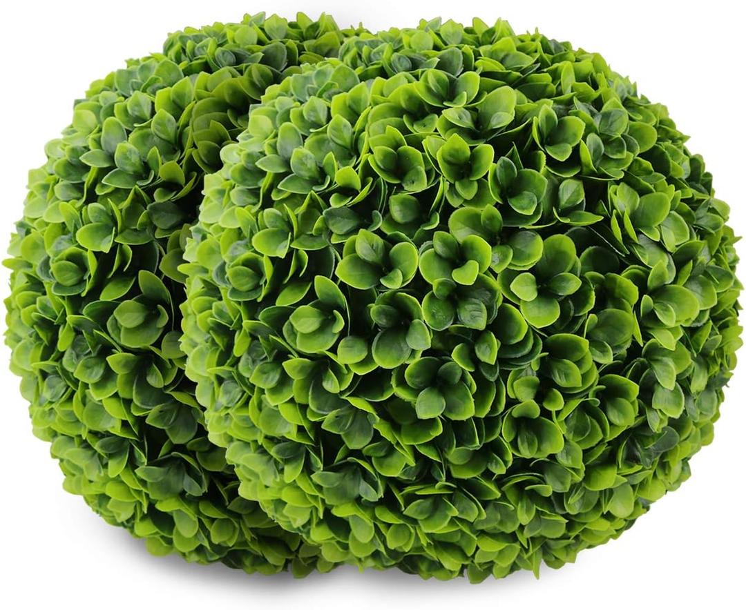 Sunnyglade 2 PCS 15.7 inch 3 Layers Artificial Plant Topiary Ball Faux Boxwood Decorative Balls for Backyard, Balcony,Garden, Wedding and Home Dcor