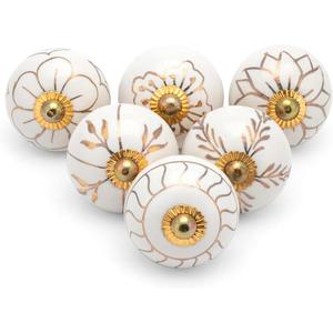 Gold Drawer Pulls and Knobs - Assorted Antique Door Knobs for Kitchen Cabinets Boho Farmhouse Decor - Set of 6