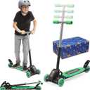 Scooters for Kids 3-7, Heavy Duty 3 Wheel Toddler Scooter 120 lb Capacity, Foldable Kick Scooter with 4 Level Adjustable Handlebar, Wide Deck, Safe Metal Rear Brake, Lean to Steer, Boy Girl Child Gift (Green)