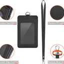 PU Leather ID Badge Holder, Life-Mate ID Badge Holder with 1 Clear ID Window 1 Credit Card Slot and PU Leather Lanyard for Badge Credit Cards College ID Cards in Black