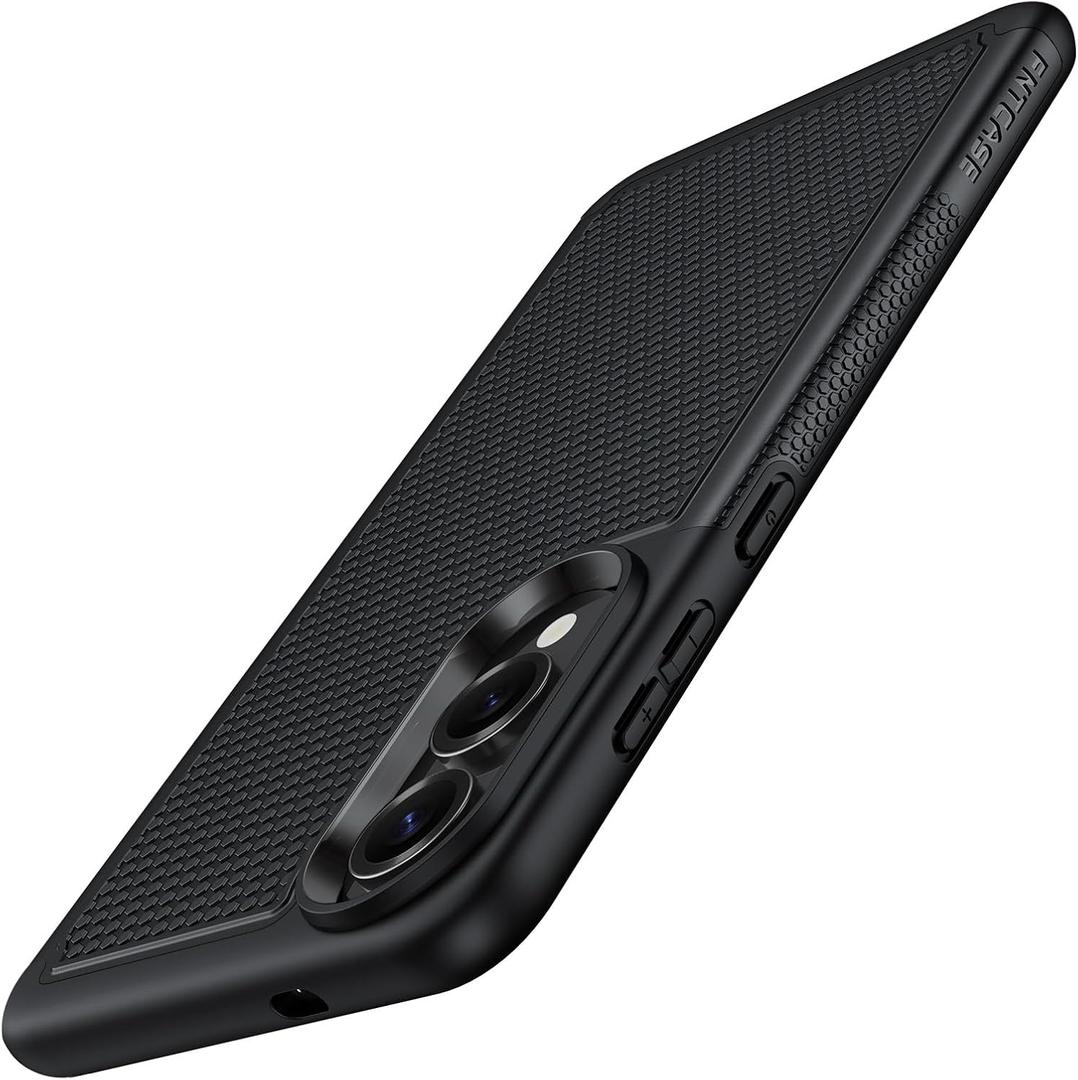 FNTCASE for Samsung Galaxy S25-Edge Case: Lightweight Cell Phone Cover Military Grade Drop Protection with Non Slip Textured Back | Rugged Shockproof Protective Bumper Cases(Black)