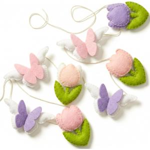 SmoothNovelty Spring Felt Garland Easter Decorations for Home 4.9 ft Felt Tulip Flower Butterfly Garland Handmade Hanging Banner for Mantel Easter Spring Floral Baby Shower Birthday Party Wall Decor