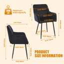 Black Velvet Dining Chairs Set of 2, Modern Tufted Accent Chairs with Armrests & Black Metal Legs, Upholstered Side Chairs for Dining Room, Kitchen, Living Room, 21 x 21x 18