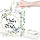 Outus 51 Pieces Sage Greenery Wedding Cards Box Bridal Shower Card Box Baptism for Wedding Decorations Gift Advice Card Holder Double Sided Advice Wishes Cards for Bridal Shower Party Favors