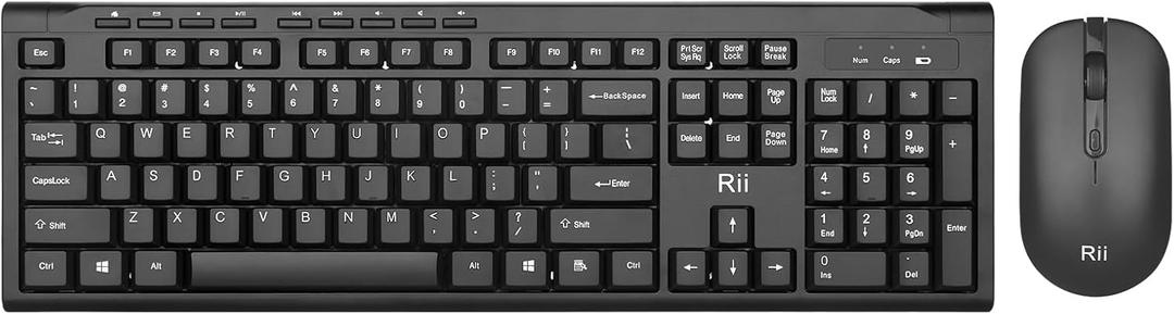 Wireless Keyboard and Mouse Combo,Rii RK211 2.4G Full-Sized Ergonomic Keyboard Mouse,4 DPI Adjustable Cordless USB Keyboard and Mouse for Computer/Laptop/Windows/Mac