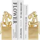 Gold Book Ends Decorative, Girl Thinker Design, Modern Bookends for Shelves, Non-Skid Heavy Duty Resin Book Stopper for Books, Bookends with Base, Resin, 1Pair/2Piece