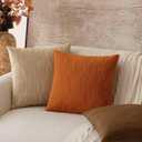 Foindtower Set of 2 Decorative Textured Burlap Linen Throw Pillow Covers Farmhouse Boho Cushion Cover Solid Accent Pillowcase for Couch Sofa Bed Living Room Home Decor,1818 Inch,Burnt Orange (Gold Flame)