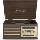 Vinyl Record Player 10-in-1 Music Center Turntable Built-in Speakers Support 3 Speed BT Wireless Input/Output AM/FM Radio CD Cassette Tape Player Aux RCA Auto Stop Vinyl Recording to USB/TF Card Brown (Walnut)