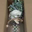 Faux Flowers with Vase,Artificial Silk Roses in Vase, Fake Plant Eucalyptus Flower Arrangement for Home Office Farmhouse Bathroom Dining Table Centerpiece Decorations Coffee Table Decor (White)