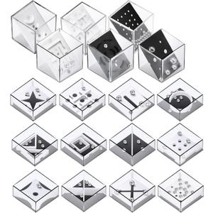 18 Pcs Mini Puzzle Box Balance IQ Maze Game Box Casual Intelligence Ball Maze Challenge Cube Brain Teaser Stocking Stuffers for Teens