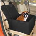 Extra Stable Dog Car Seat - Robust and Safe: Reinforced Walls, 3 Belt System for Small to Medium-Sized Dogs - Waterproof for Back or Front Seat (Black)