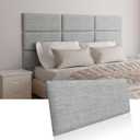 Upholstered Wall Mounted Headboard for Twin in Light Grey, Peel and Stick Wall Padding Panel Terry Cloth, 4 Panels Sized 9.84" x 23.62"