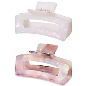 Women Cellulose Acetate Hair Clips 3.3 Inch Banana Hair Claw Clip, Tortoise Shell Celluloid Strong Hold Clips for Thin Thick Hair, Fashion Hair Accessories for Ladies Mother (2 Pack)