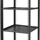 24U Server Rack Cabinet with Drawer & 2 PCS Full Size Rack Shelves - Integrated Top/Bottom Panels, 4 Rolling Wheels for 19" Equipment & Home Lab Studio