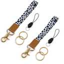 SMLBJUTE 2 Pack Wrist Lanyard for Keys, Keychain Wristlet, Wrist Keychain, Wrist Lanyard for Wallets, ID Holders, and Phones (Snow Leopard)
