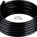 3/4" id - 50ft Black Vinyl Tubing Flexible PVC Tube Hybrid Hose Transfer Water Fuel Gas for Pond Fountain Garden Waterfall, Durable and Safe, with 2 Hose Clamps