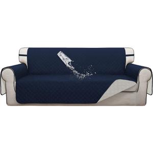 ISSUNTEX Double Protection 100% Waterproof Sofa Covers for Living Room, Couch Covers for 3 Cushion Couch Sofa, Reversible Furniture Protector Sofa Cover for Dogs, Pets, Kids (Sofa, Navy/Ivory)