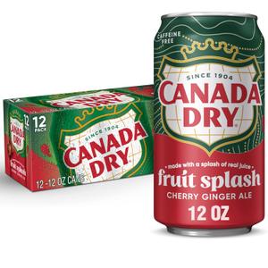 Canada Dry Cherry Gingerale Fruit Splash 12oz, Pack of 12, Best By: May 10 2026