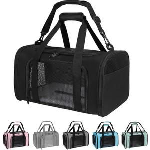 Carriers Soft-Sided Pet Carrier for Medium Large Cats Dogs Under 35Lbs,Breathable Mesh Ventilation Design,Airline Approved Cat Carrying Case(X-Large,Black) (20.0"L x 13.0"W x 13.0"H)