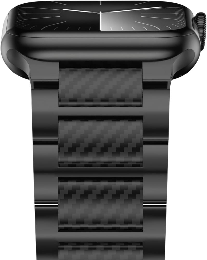 iiteeology Carbon Band Compatible with Apple Watch 49/46/45/44/42mm 42 Series 11/41/40/38mm, Women Men Light Genuine Carbon Fiber Band for iWatch Ultra 3/2/Series 11-1 (Black)