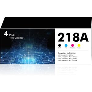 218A Toner Cartridges 4 Pack Pro MFP 3301fdw 3201dw Toner Compatible for 218A 218X Works with Color Laser Pro 3201dw MFP 3301 Series 3301fdw 3301sdw 3301cdw Printer Ink W2180A W2180X (with Chip)