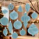 18Pcs Velvet Christmas Tree Ornaments Set, Shatterproof Flocked Christmas Decorations Bulk for Tree, Classic Decorative Hanging Ball Ornaments for Xmas Holiday Home Party Decor, Slate Blue