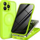 TIESZEN for iPhone 15 Pro Max Case, Compatible with MagSafe, Built-in Privacy Screen Protector and Camera Protection, Anti Spy Full Body Dustproof Shockproof Hard Phone Case 6.7", Matte Green