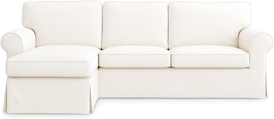 Ektorp Chaise Sofa Cover Repalcemen for IKEA Ektorp Loveseat (2 Seat) Chaise Lounge Cover, Ektorp Sectional 3 Seat Couch Cover(Daily Off White)