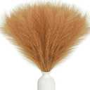 Mandy's Brown Silk Pampas Grass Bouquet 20 Stems 17.7in Fluffy Artificial Pampas with Bendable Stems for Valentine's Day and New Year Decorations Wedding Centerpiece Home Boho Dcor