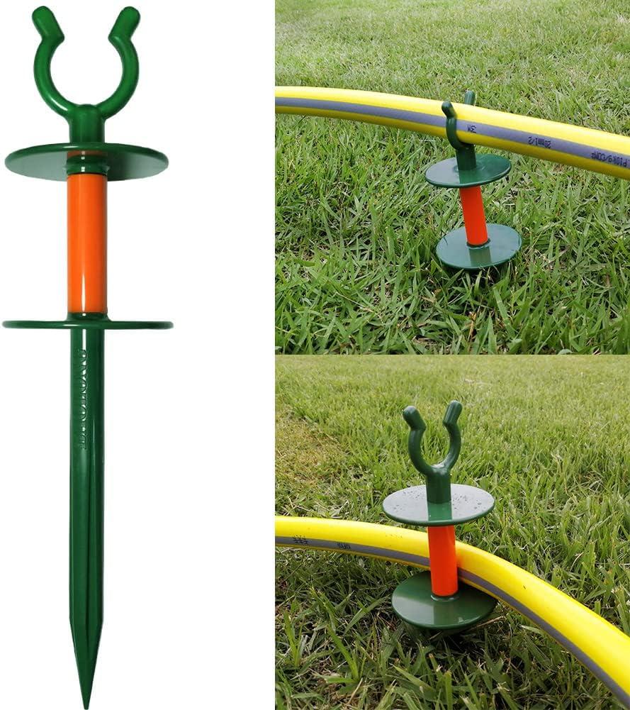 Garden Hose Guide Stake Garden hose guide spike Lawn Hose Support Soaker Holder Clip Snap (8pcs, Fit in 5/8'' Hoses) (Fit in 5/8'' Hoses)