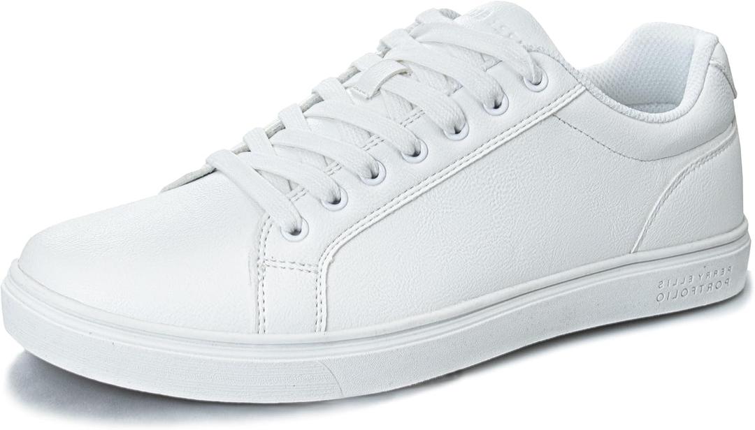 Perry Ellis Mens Casual Dress Fashion Sneakers (9.5, White)
